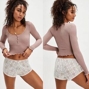 NWT New Free People Just Confirmed Henley Rose Long Sleeve Top Size XS/S